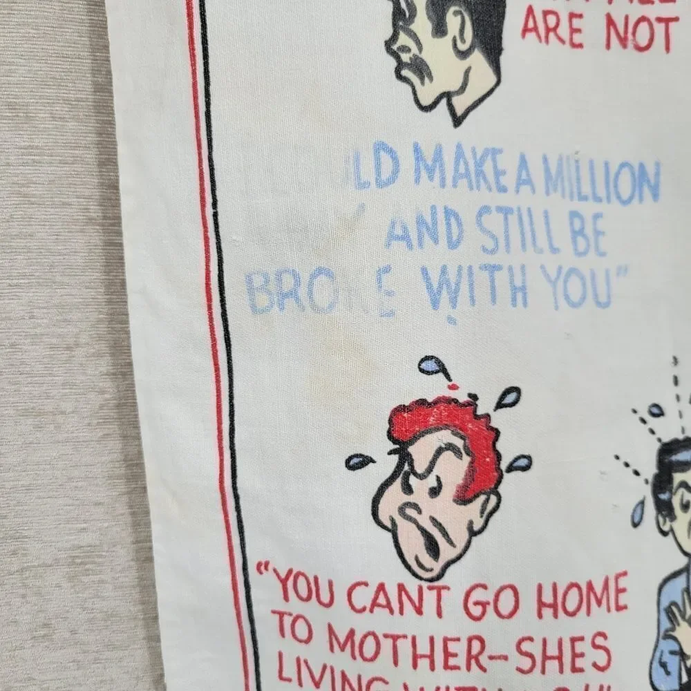 Mom's and Pop's Vintage Crying Towel with Colorful Cartoon Designs